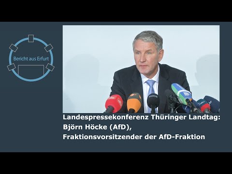 Landespressekonferenz im Thüringer Landtag: Björn Höcke (Vors. d. AfD-Fraktion) steht Rede &amp; Antwort