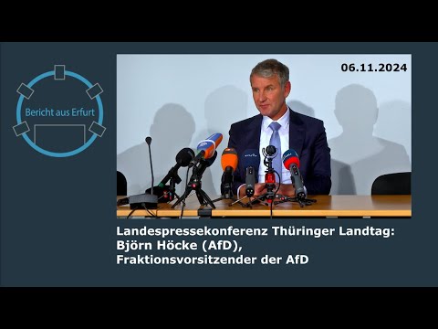 Vor der Thüringer Landtagssitzung: Björn Höcke (AfD) steht der Landespressekonferenz Rede &amp; Antwort