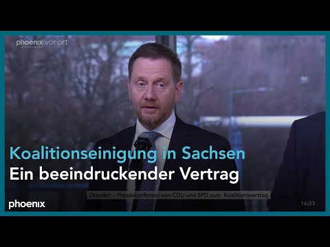 Pressekonferenz zum Koalitionsvertrag zwischen CDU und SPD in Sachsen am 04.12.24