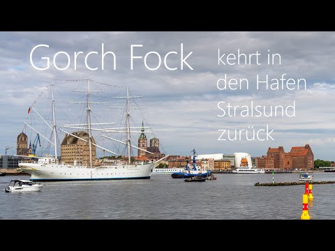 Gorch Fock 1 kehrt in den Hafen Stralsund zurück 4K